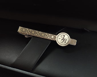 Sterling Silver Tie Bar Engraved, Silver Tie Clip Personalized with Initials, Customized Mens Tie Accessories, Luxury Mens Wedding Gift