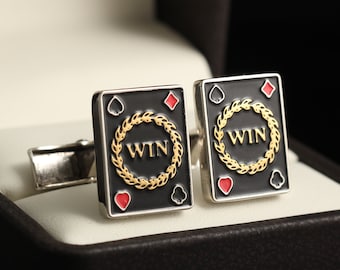 Card Player present, Poker Preference Game Lover Cufflinks, Personalized Cufflinks, Groom Gift, Club gifts for the tournament