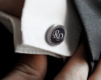 Personalized enamel cufflinks, Mens jewelry, Presonalized gifts for men, Wedding gift, Custom anniversary cufflinks