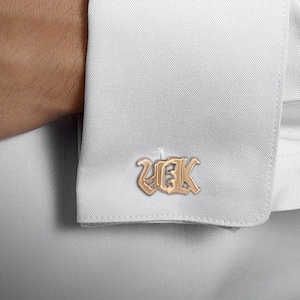 Golden Wedding Cufflinks groom Initial Cufflinks personalized Anniversary Gift Cufflinks Sterling Silver engraved cufflinks