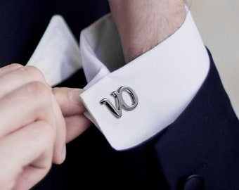 Abotoaduras gravadas personalizadas, abotoaduras de monograma de aniversário, abotoaduras de casamento iniciais personalizadas, abotoaduras para noivo,