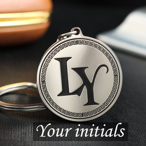 With Initials Silver Personalized Keychain Custom Keyring Best Gift for Him Keychain Car Custom Metal Keychain 14 February Man Husband Gift