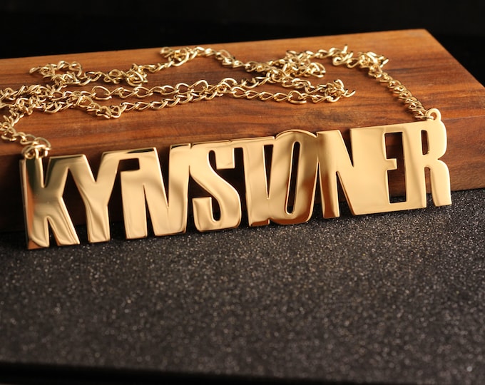 Personalized Gold Name Pendant Necklace, Custom Hip Hop Jewelry