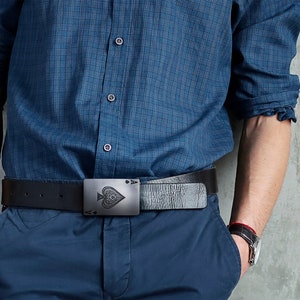 Zilveren gesp, aangepaste riemgesp, gepersonaliseerd cadeau, cadeau voor hem, riemgesp met riem, aangepaste gesp lederen riem