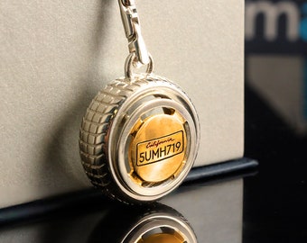 Personalized Silver Keychain Car Logo Personalized Metal Keyring Custom with Initials Engraved Keychain Valentine&#39;s Day gift for him
