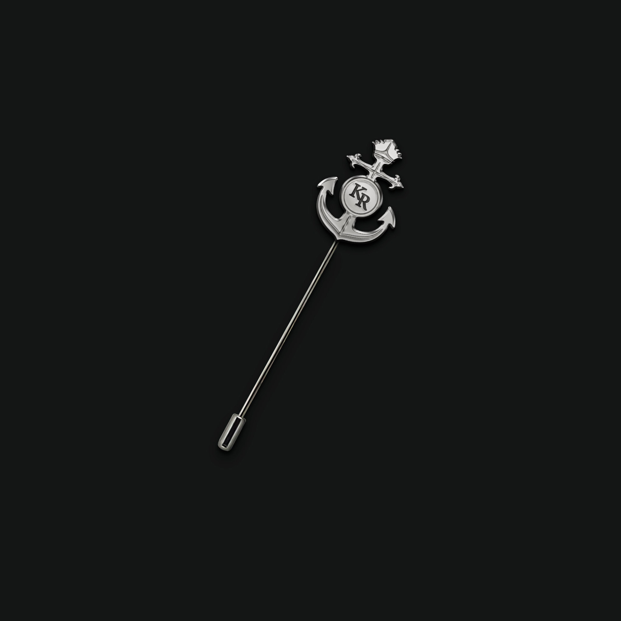 Nautical Lapel Pin, Initial Anchor Pin, Ocean Wedding Groom Pin, Sailor Custom Gift, Beach wedding tie pin, a gift for a nautical theme