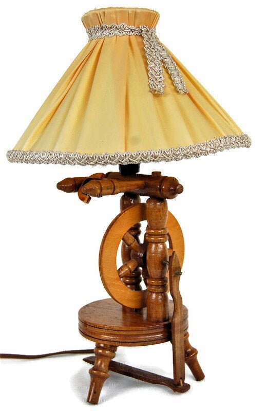 Vintage Lamp. Wooden Spinning Wheel Etsy