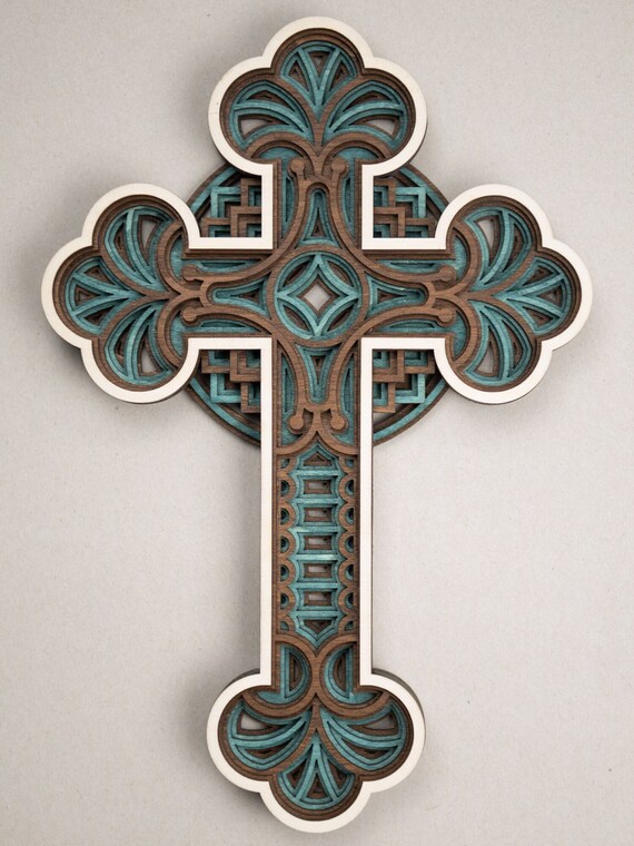 Wooden cross , 3D layered - 6 layers