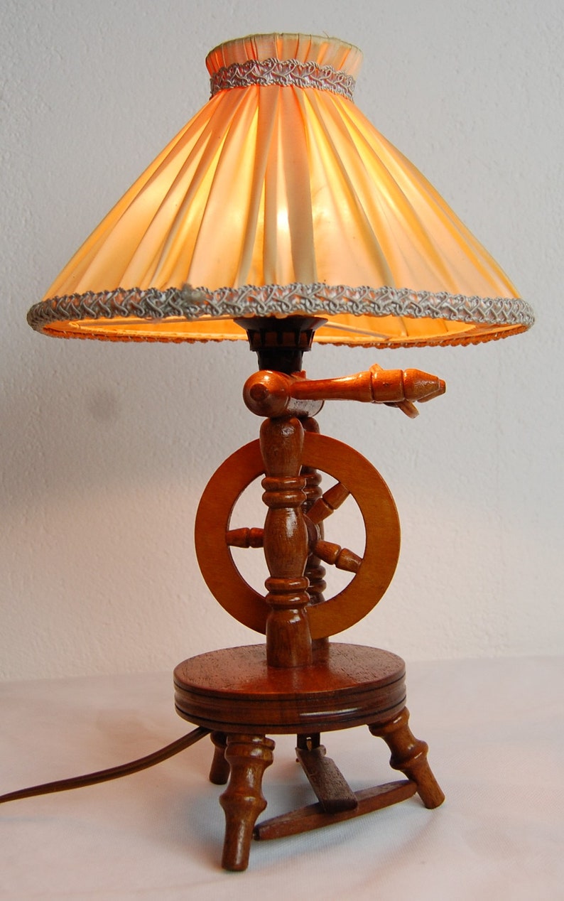 Vintage Lamp. Wooden Spinning Wheel Etsy