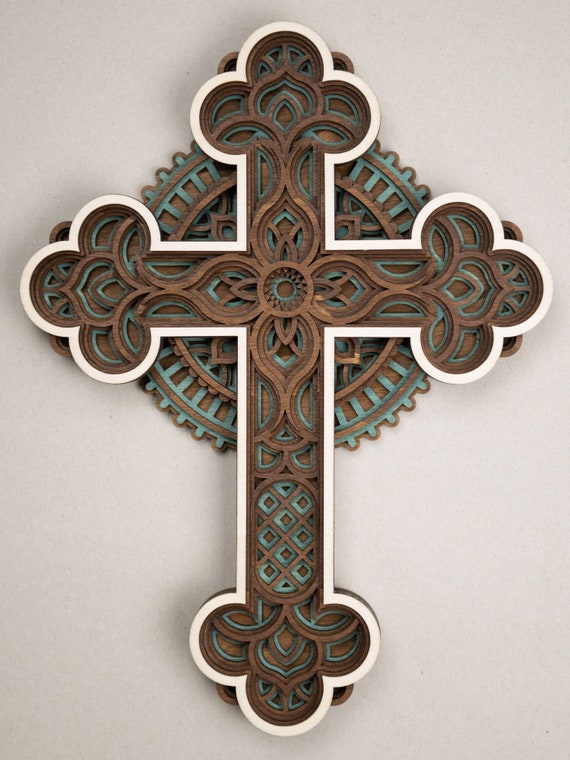 Wooden cross , 3D layered - 6 layers