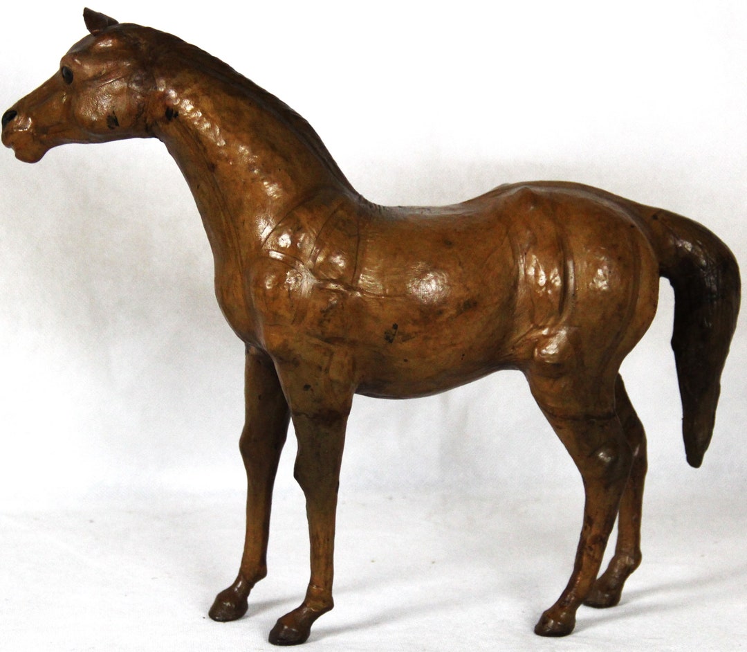 Vintage Leather Horse Figurine Etsy