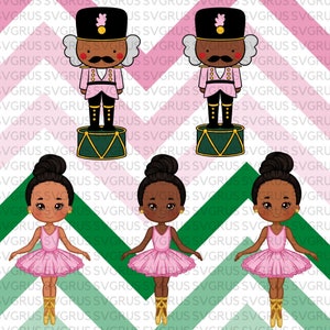 SOMENTE PNG, clipart de quebra-nozes de Natal, clipart de balé, clipart de Natal, sublimação, adesivos, menina negra png