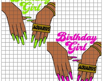 Birthday girl svg, Aquarius svg, zodiac svg, Aquarius Birthday, its my birthday, Aquarius Queen Svg, Cricut, African American