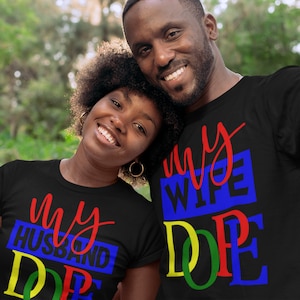 Beide Svgs omvatten: Dope Wife svg, Dope Husband svg, Dope svg, Dope Black Couple svg, Black Owned Business, Cutfiles, Afro-Amerikaans