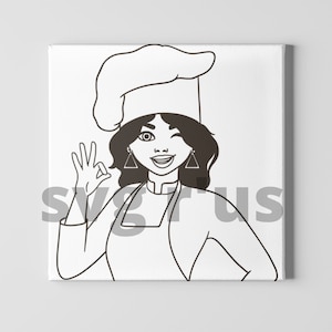 Chef Outline svg, Black woman Chef svg, Black Woman svg, black women, afroamericana svg, afro woman, sublimation, vinilo png
