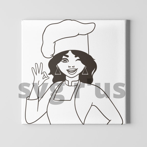 Chef Outline svg, Black woman Chef svg, Black Woman svg, black women, African American svg, afro woman, sublimation, vinyl png