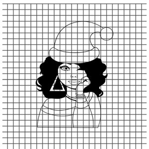 Contorno de boneca piscadela de Natal apenas SVG, mulher negra svg, mulheres negras, afro-americano svg, mulher afro, sublimação, vinil png