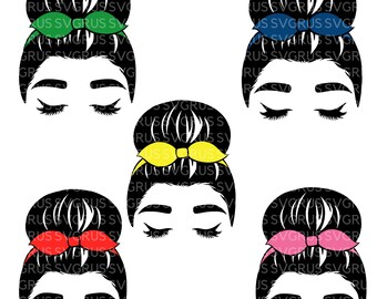 Messy Bun svg, Messy Bun Bundle, Messy Bun bundle svg, Messy Hair svg, Cricut Cut Files, Vinyl Cut Files