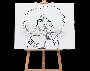 Canvas art, wink doll svg, Afro Doll svg, Paint with a Twist, Black Woman svg, black women, African American svg, afro woman, cut files