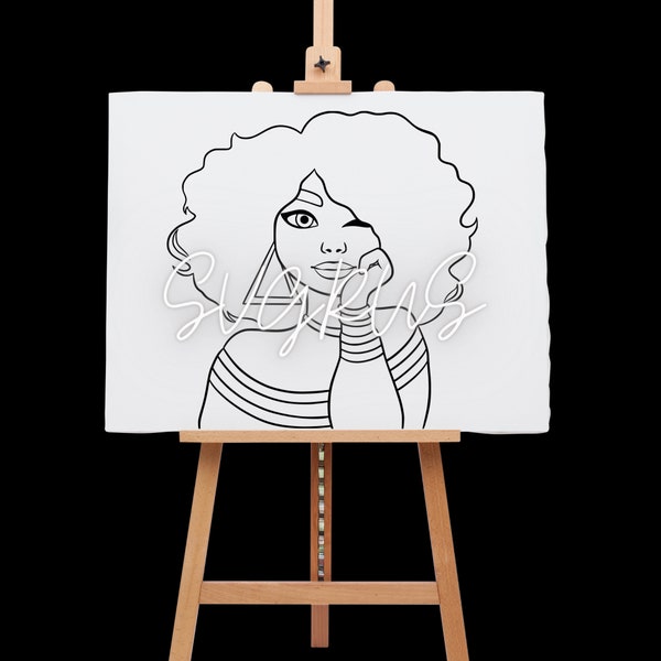 Canvas art, wink doll svg, Afro Doll svg, Paint with a Twist, Black Woman svg, black women, African American svg, afro woman, cut files