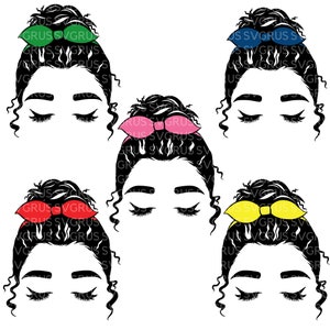 メッシー バン svg、メッシー バン バンドル、メッシー バン バンドル svg、メッシー ヘア svg、クリカット カット ファイル、ビニール カット ファイル
