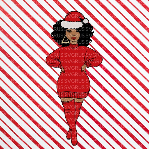 Black woman christmas svg, Christmas svg, Afro woman svg, Afro woman clipart, Christmas svg, Clipart, vinyl cut file, cricut cut files