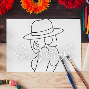 Vrouw met hoed SVG, Afro Doll svg, Paint with a Twist, Black Woman svg, zwarte vrouwen, Afro-Amerikaanse svg, afro vrouw, geknipte bestanden
