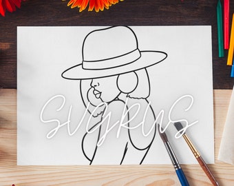 Woman with hat SVG, Afro Doll svg, Paint with a Twist, Black Woman svg, black women, African American svg, afro woman, cut files