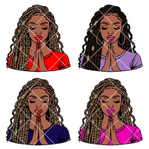 Praying Black Woman svg png, Christian Sublimation Clipart, Melanin Faith Art, DTF Transfer Design, Spiritual Afro Woman, Prayer PNG