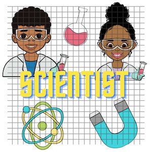 Back to school svg, girl scientist, boy scientist, back to school svg, back to school clipart, black kids, African American svg