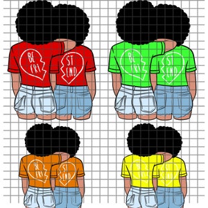 Best Friends svg, soul sisters svg, besties clipart, best friend black woman svg, black woman svg, afro svg, African American svg, cut files