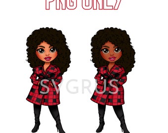 Fashion Woman Clipart, Black Woman png, Fashion Clipart, African American, afro woman, sublimation, Sticker art, PNG ONLY