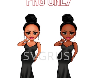 Fashion Woman Clipart, Black Woman png, Fashion Clipart, African American, afro woman, sublimation, Sticker art, PNG ONLY