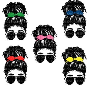 メッシー バン svg、メッシー バン バンドル、メッシー バン バンドル svg、メッシー ヘア svg、クリカット カット ファイル、ビニール カット ファイル
