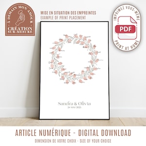 Fingerabdruckbaum - Blätterkrone - Gästebuch personalisierbares Poster Hochzeitstag (digital)