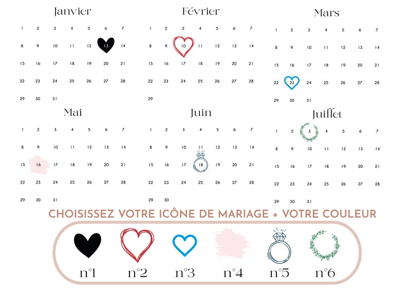 Arbre à empreintes calendrier livre d'or affiche personnalisable mariage anniversaire numérique image 5