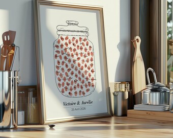 Personalized wedding fingerprint display – Original guest book – Fingerprint tree – Wedding fingerprint guestbook printable mason jar
