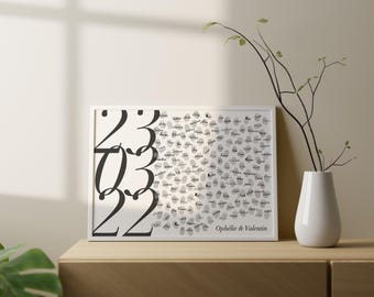 Personalized wedding fingerprint frame – Original guest book – Fingerprint tree – Wedding fingerprint guestbook printable date
