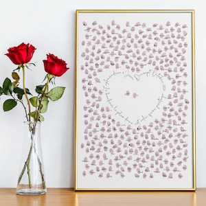 Personalized wedding fingerprint frame – Original guest book – Fingerprint tree – Printable heart-shaped wedding fingerprint guestbook