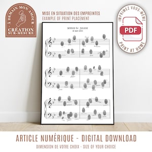Fingerprint tree - music score - guestbook customizable poster wedding anniversary (digital)