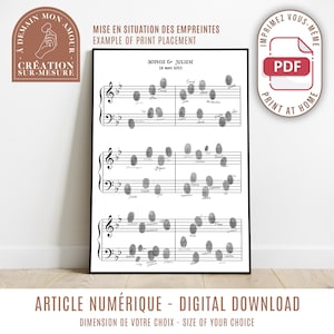 Fingerprint tree - music score - guest book customizable wedding anniversary poster (digital)