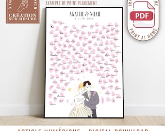 Baum mit Fußabdrücken - Paar in Farben zeichnen - Gästebuch, anpassbares Hochzeitstagsplakat (digital)