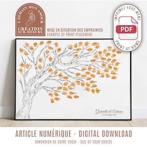 Tree with footprints - tree in autumn - guest book customizable wedding anniversary poster (digital)