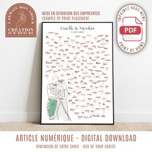 Fingerprint tree - couple drawing - personalized wedding anniversary poster guestbook (digital)