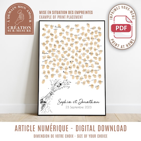 Raguso Arbre D'empreintes Digitales Arbre D'empreinte Digitale Toile Personnelle De Mariage Invité Signature Peinture avec 6 Couleurs d'encre