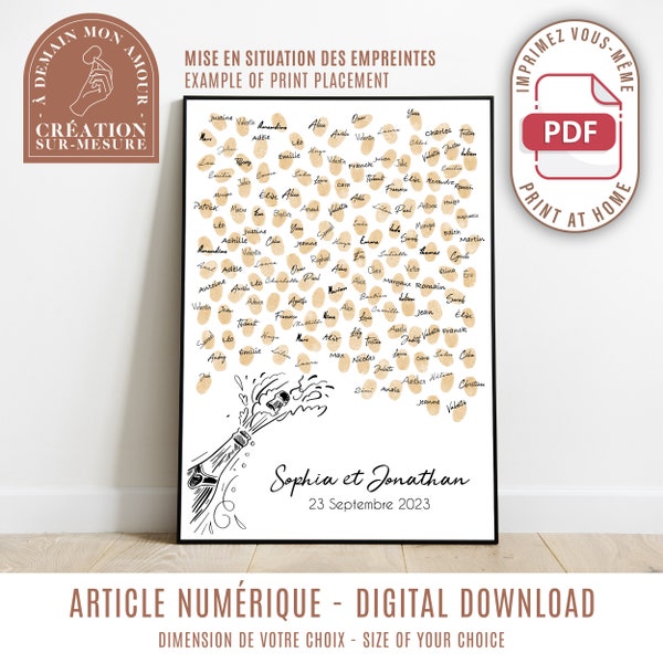 Arbre à empreintes - champagne - livre d'or affiche personnalisable mariage anniversaire (numérique)