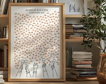 Personalisierte Leinwand mit Fingerabdrücken für die Hochzeit – Originelles Gästebuch – Fingerabdruckbaum – Druckbares Gästebuch mit Fingerabdrücken für die Champagnerhochzeit
