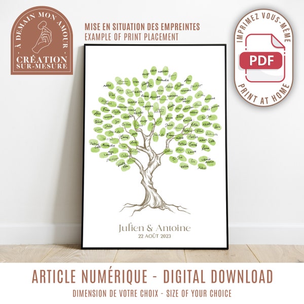 Arbre à empreintes - arbre dessin - livre d'or affiche personnalisable mariage anniversaire (numérique)