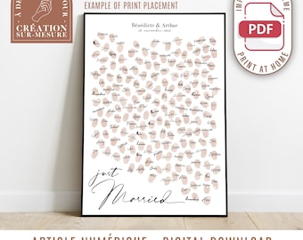 Footprint tree - just married - guest book customizable wedding anniversary poster (digital)