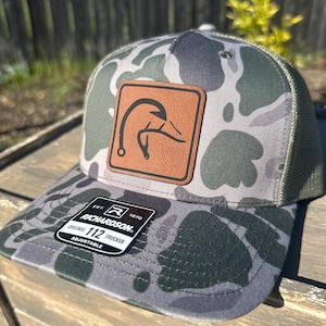 Duck Hook Antler Richardson 112 style hunting fishing outdoor leather patch hat